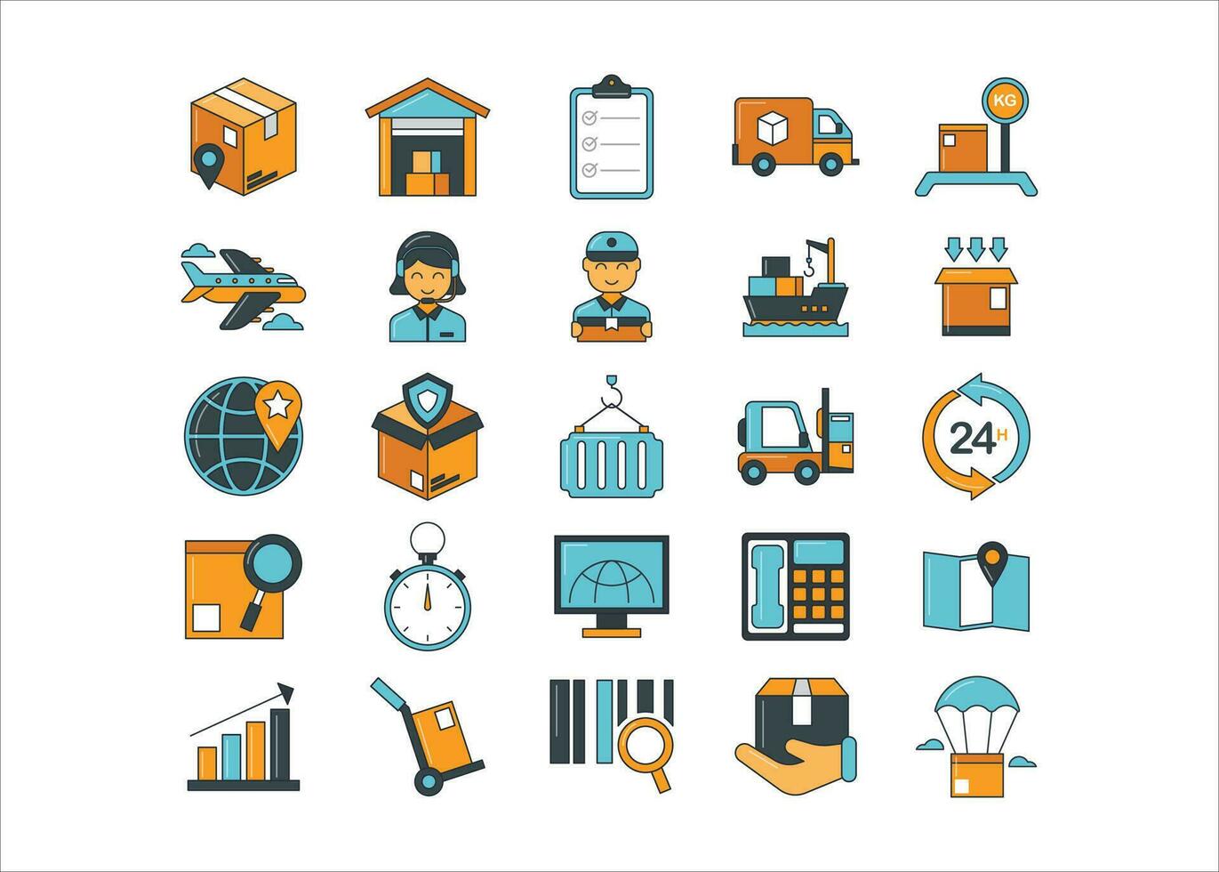 Logistik farbig Symbol, Lieferung Waren Vektor Grafik Sammlung