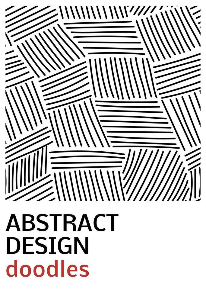 abstrakt svartvit omslag mall med klotter. freehand vektor illustration för baner eller affisch.