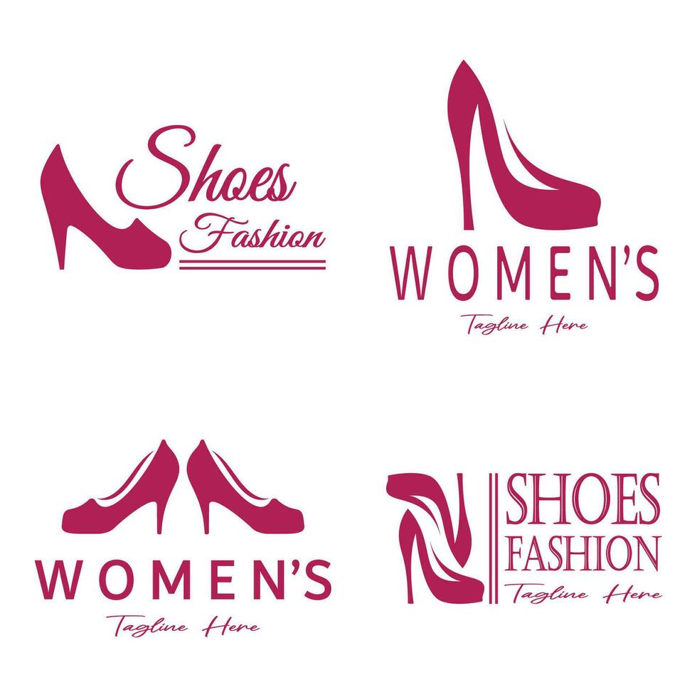 logotyp för kvinnors hög häl skor den där är elegant och lyxig och feminin. logotyp för företag, kvinnors sko affär, mode, sko företag, skönhet. vektor
