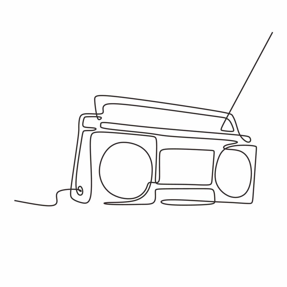 kontinuerlig linje ritning gammal radio musik tecken av vintage vektor