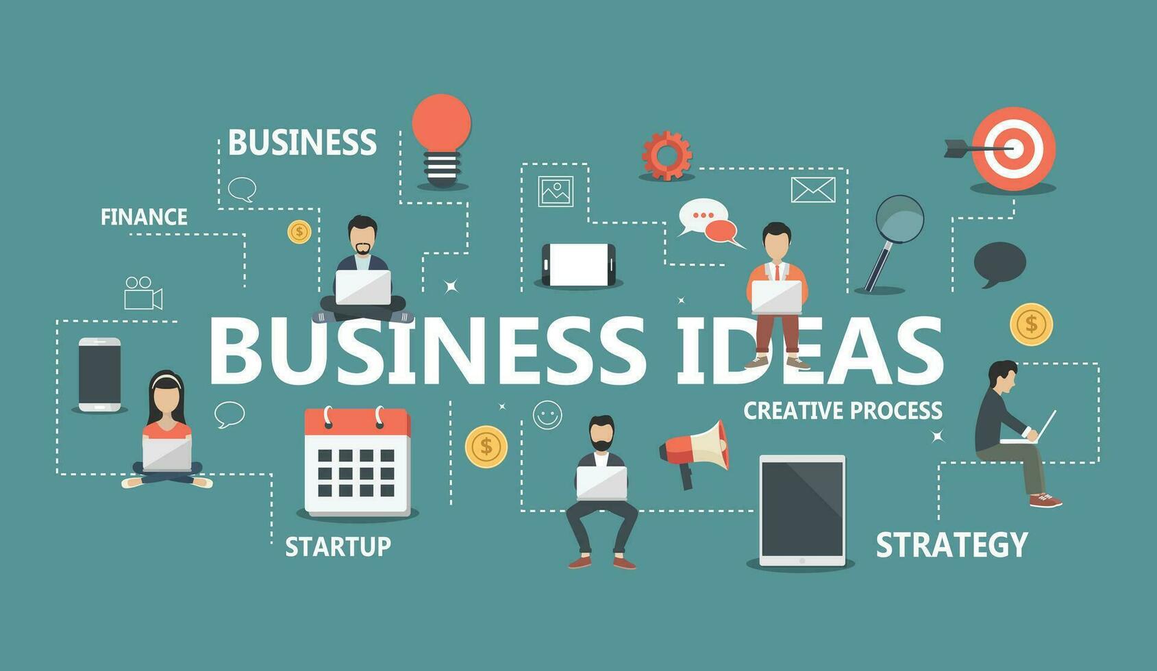 Geschäft Ideen Banner. Idee von Geschäft, Erfolg und Motivation. eben Vektor Illustration