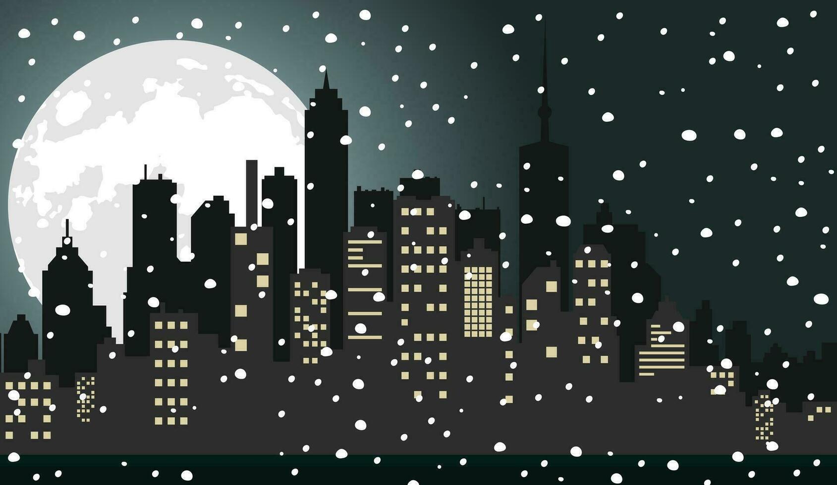 Stadt beim Nacht, Winter. eben Vektor Illustration