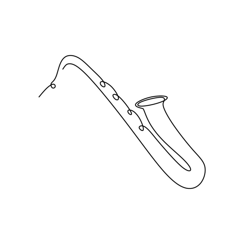 Kontinuierliche Linienzeichnung Saxophon Musikinstrument Vektor