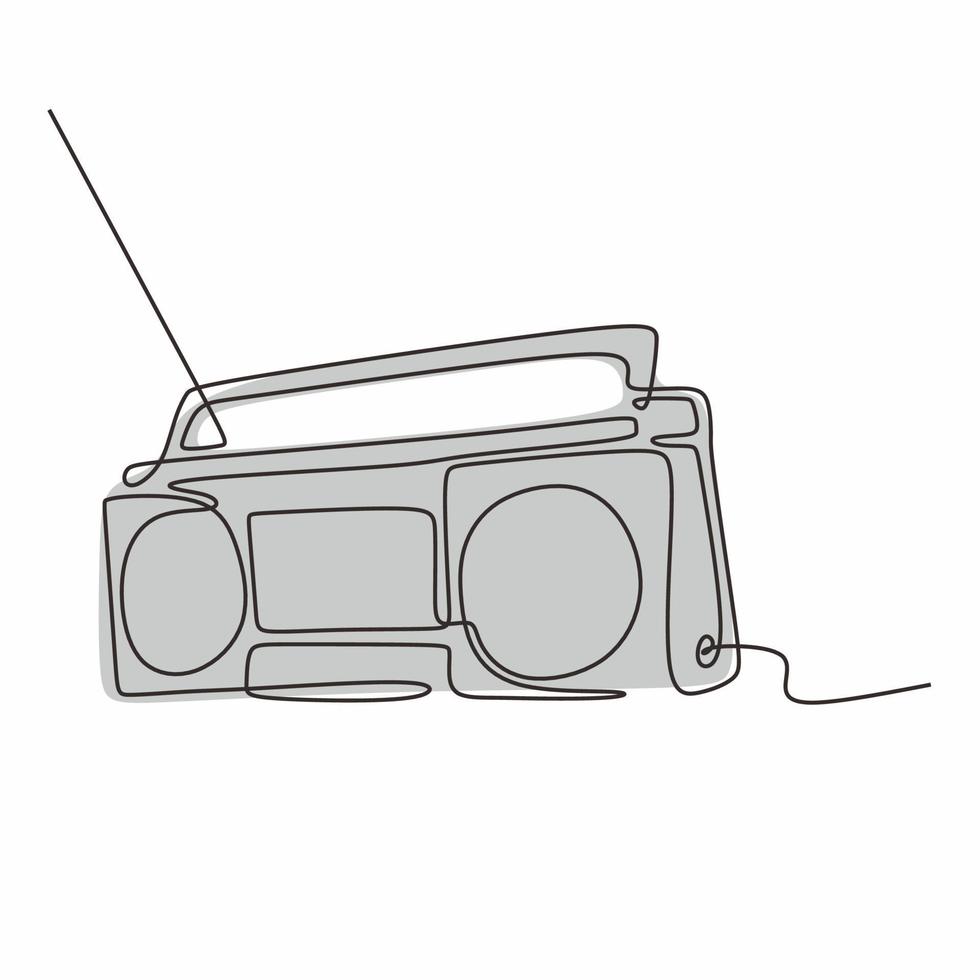 kontinuerlig linje ritning gammal radio vektor en lineart enkelhet