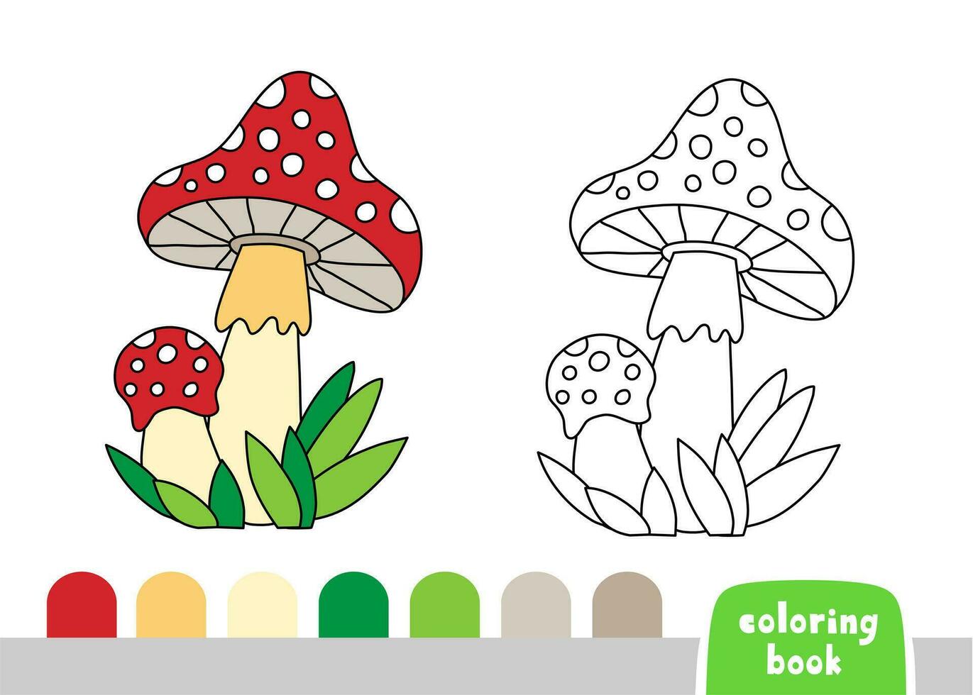 färg bok för barn flyga agaric sida mall vektor illustration