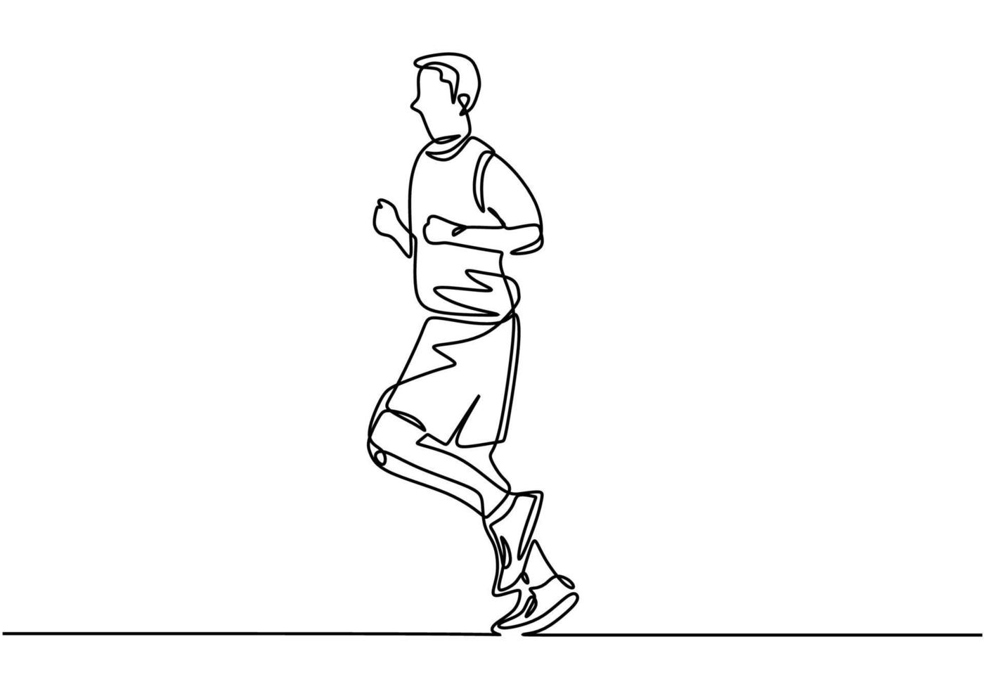 Einliniensport der laufenden Person. Mann, der Übungsaktivität macht vektor
