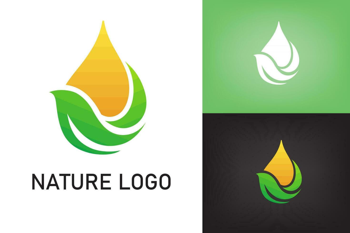 abstrakt Logo Grün Natur Blätter mit fallen Wasser. Design Konzept Ökologie, Umgebung vektor