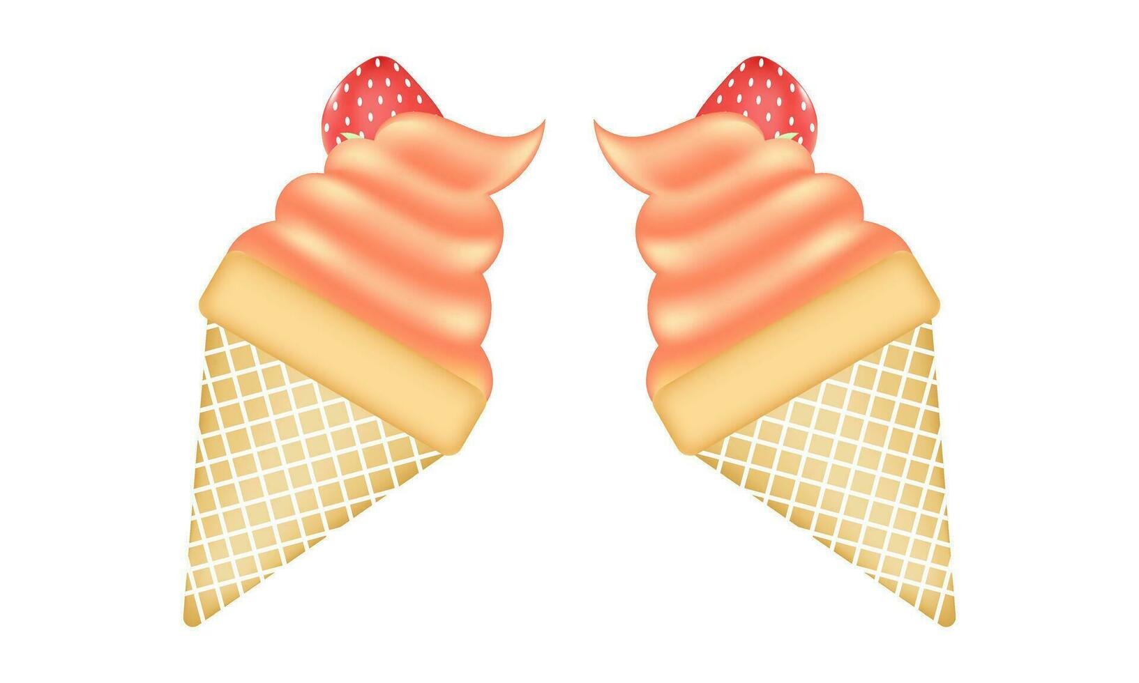 Erdbeere Eis Sahne Illustration mit Gittergewebe Technik vektor