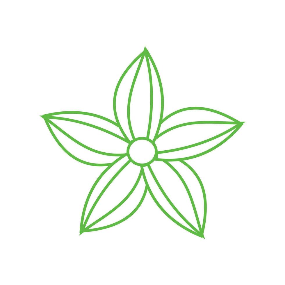 blomma symbol i linje stil i grön. blomma ikon. blommig mönster, växt element, framförallt blommor för blommig och naturlig ornament vektor