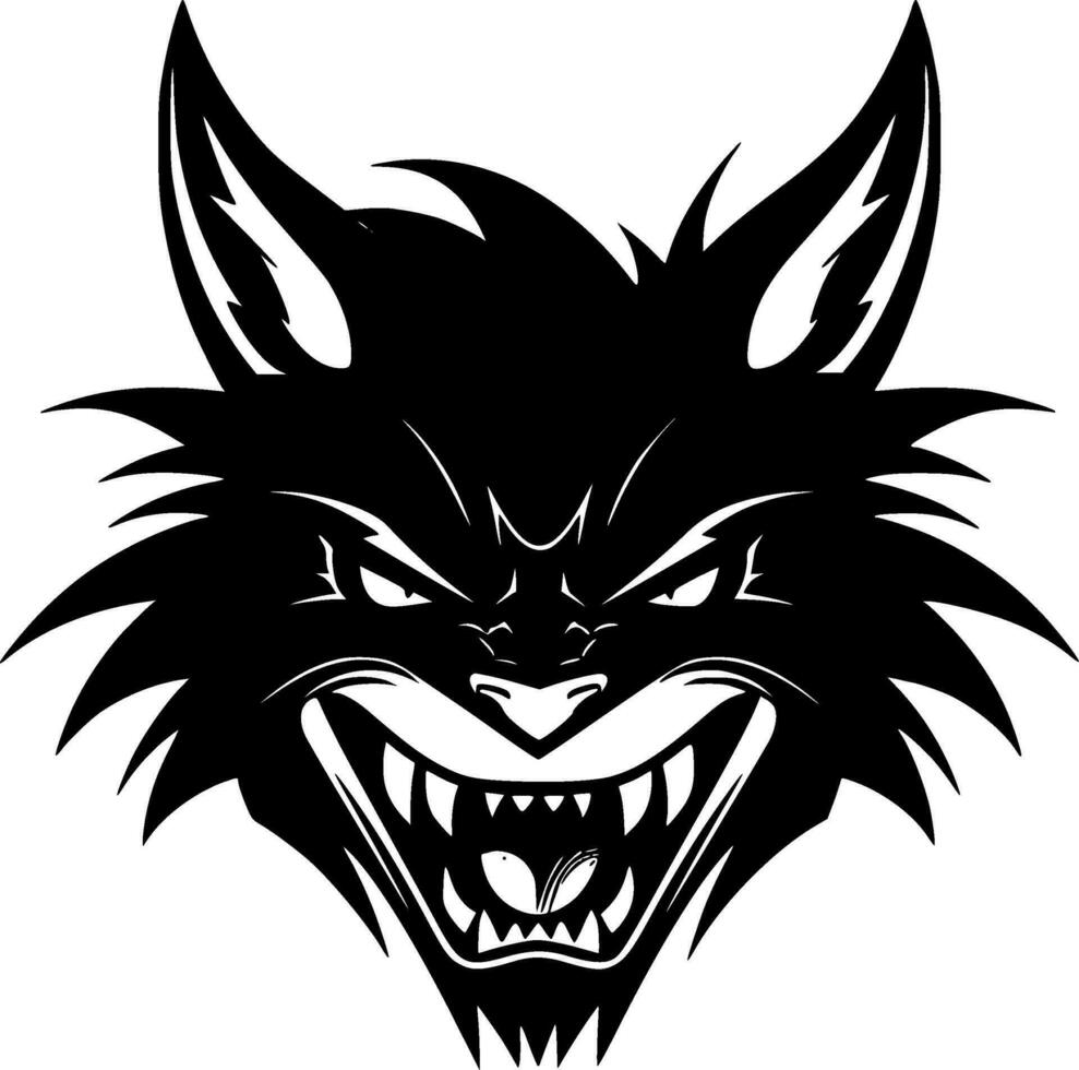 katt - svart och vit isolerat ikon - vektor illustration