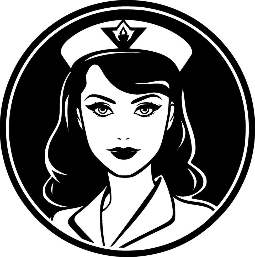 sjuksköterska, minimalistisk och enkel silhuett - vektor illustration