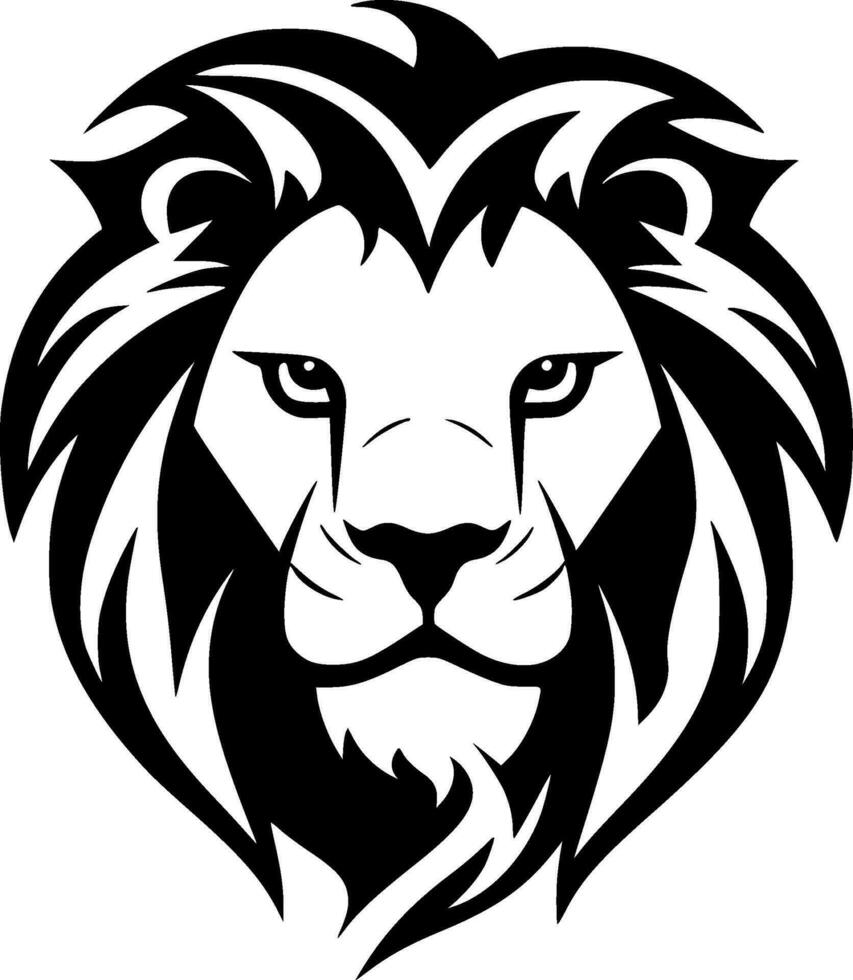 lejon - svart och vit isolerat ikon - vektor illustration