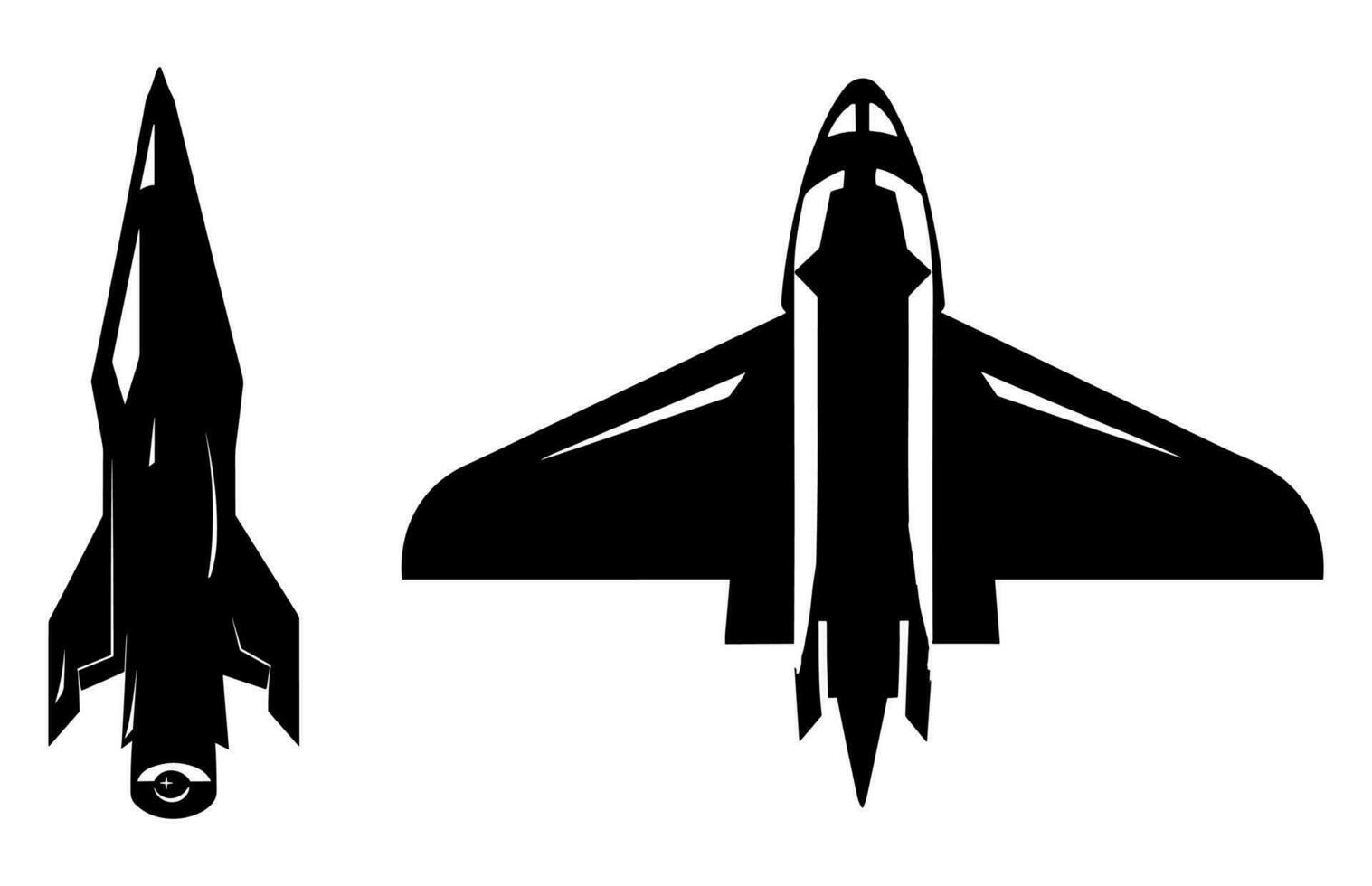 Raumschiff Vektor isoliert Silhouetten frei, Raumfahrzeug Rakete Silhouetten bündeln