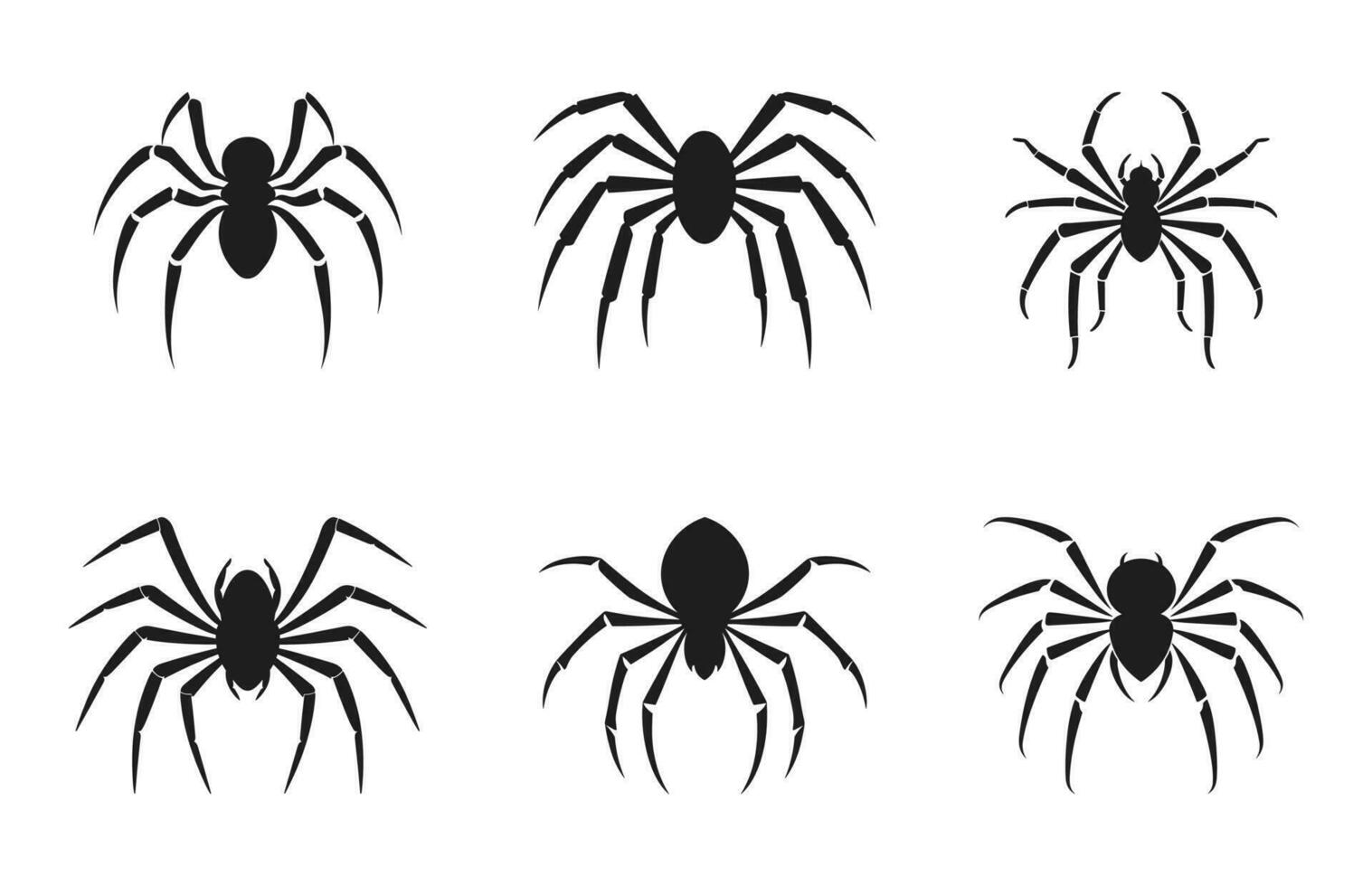 Spinne Silhouetten Vektor Clip Art Satz, unheimlich Spinne schwarz Silhouette einstellen