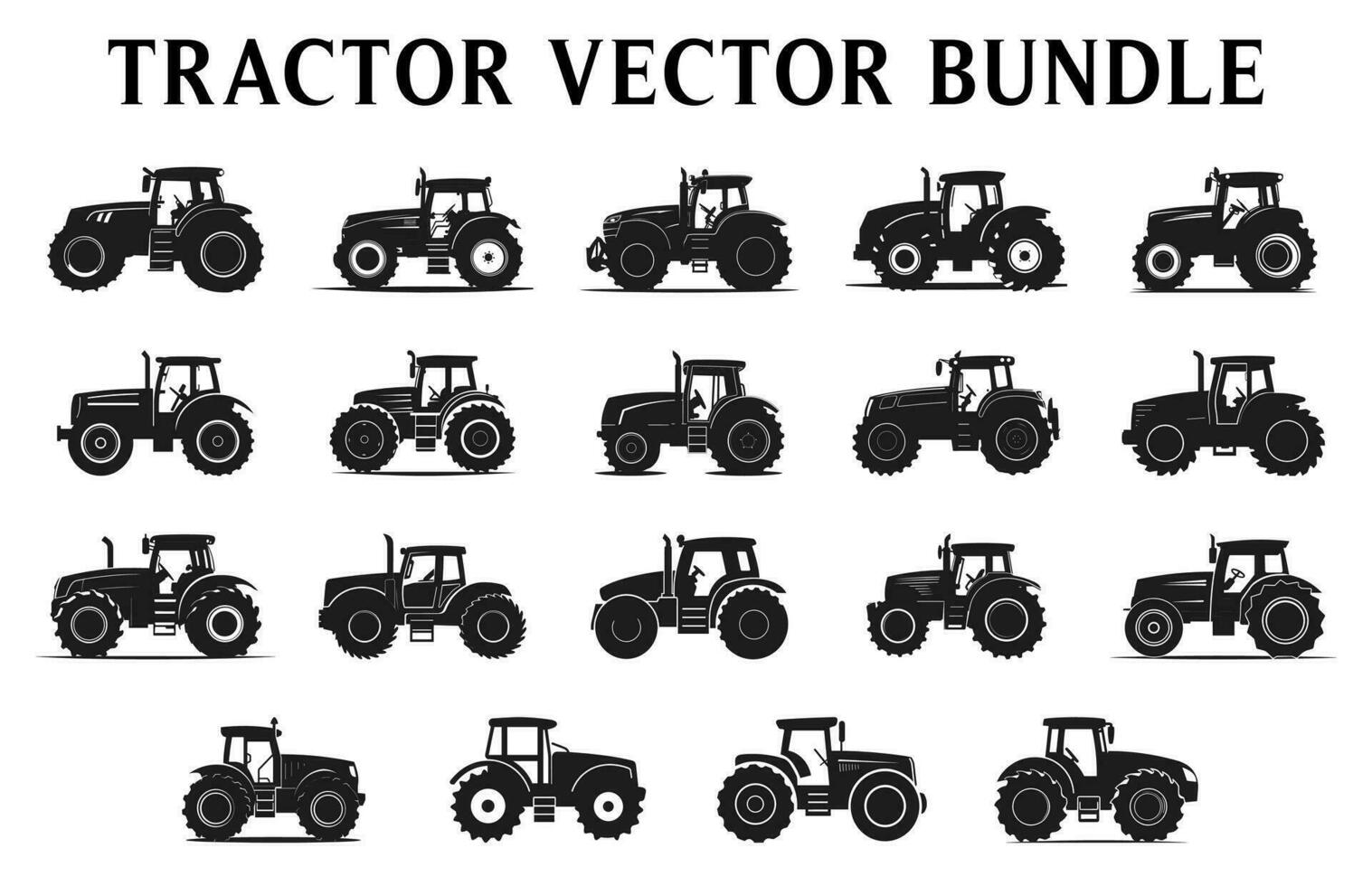 traktor silhuetter ClipArt, silhuett av traktor illustration vektor bunt