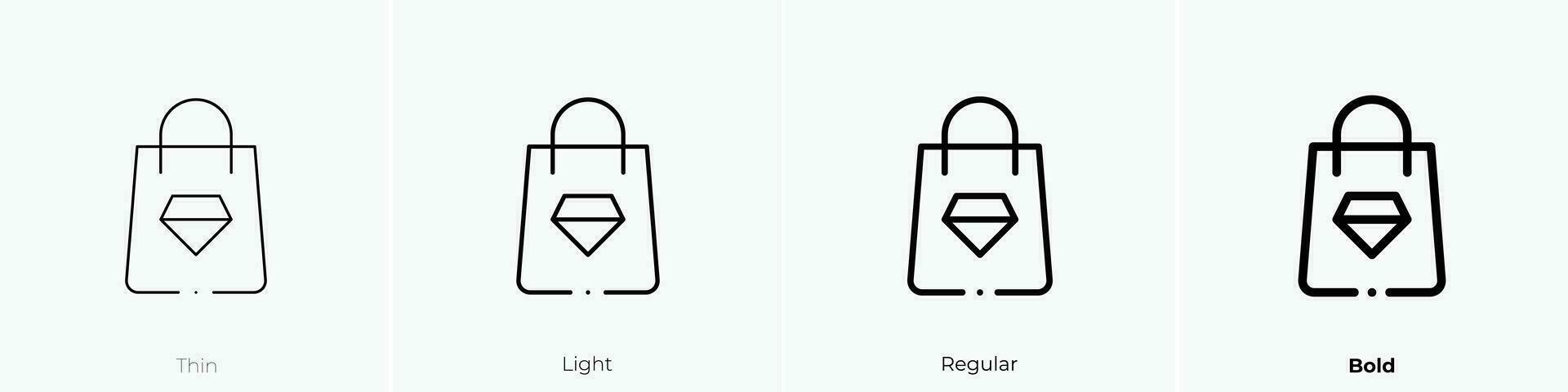 Einkaufen Tasche Symbol. dünn, Licht, regulär und Fett gedruckt Stil Design isoliert auf Weiß Hintergrund vektor