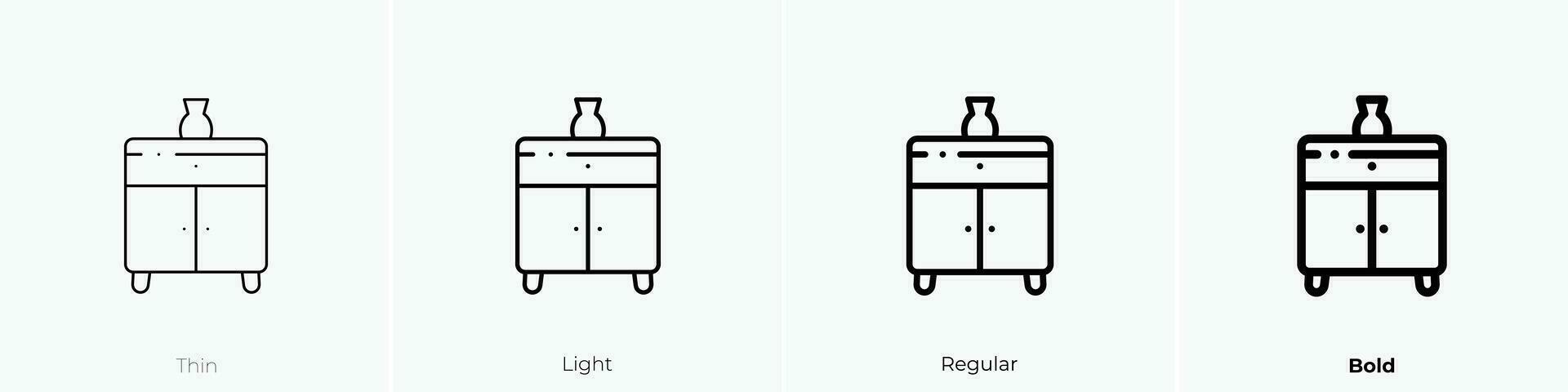 Anrichte Symbol. dünn, Licht, regulär und Fett gedruckt Stil Design isoliert auf Weiß Hintergrund vektor