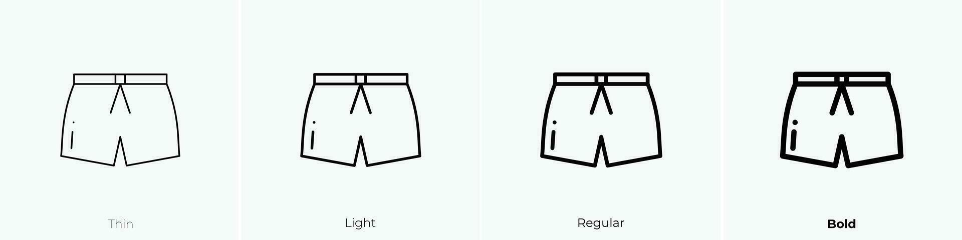 kurze Hose Symbol. dünn, Licht, regulär und Fett gedruckt Stil Design isoliert auf Weiß Hintergrund vektor