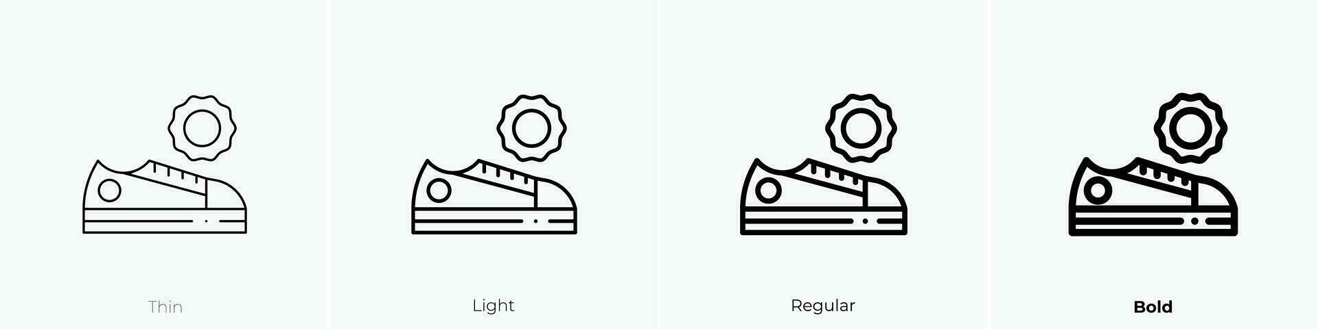 Schuh Symbol. dünn, Licht, regulär und Fett gedruckt Stil Design isoliert auf Weiß Hintergrund vektor