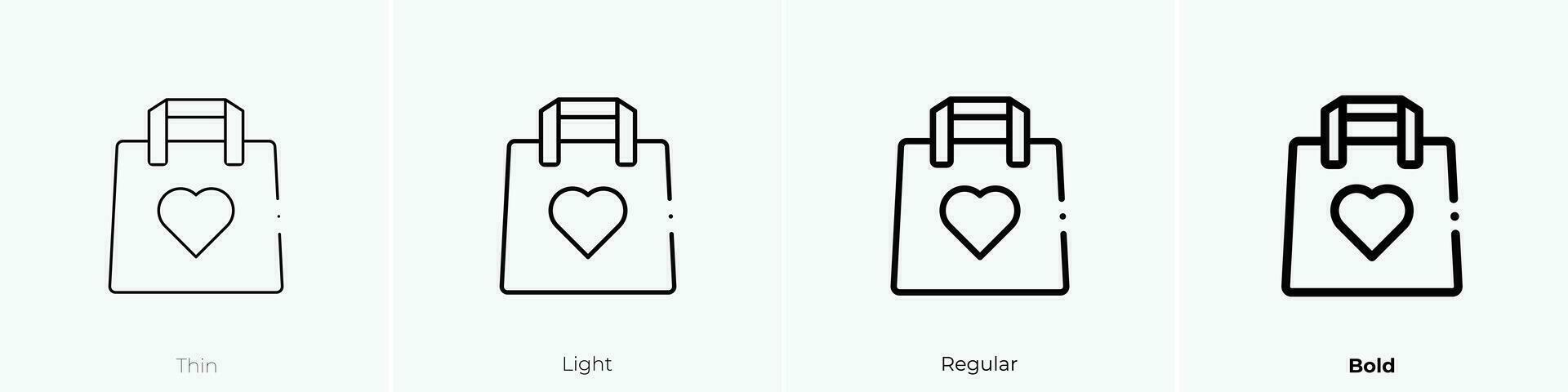 Einkaufen Tasche Symbol. dünn, Licht, regulär und Fett gedruckt Stil Design isoliert auf Weiß Hintergrund vektor
