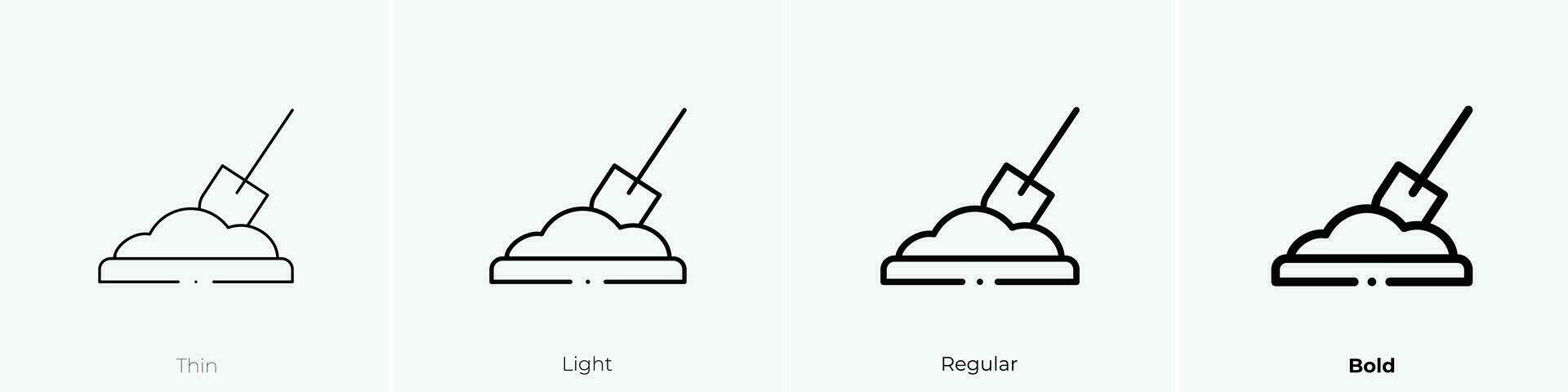 Schaufel Symbol. dünn, Licht, regulär und Fett gedruckt Stil Design isoliert auf Weiß Hintergrund vektor