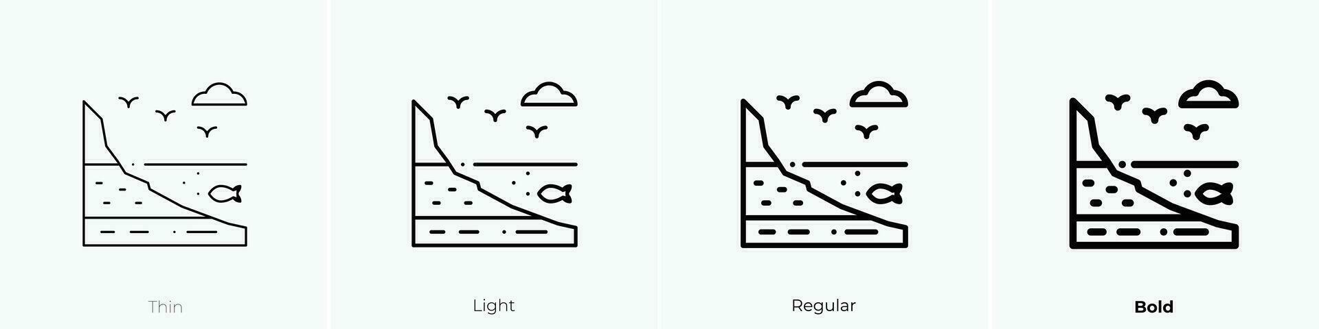 Ufer Symbol. dünn, Licht, regulär und Fett gedruckt Stil Design isoliert auf Weiß Hintergrund vektor