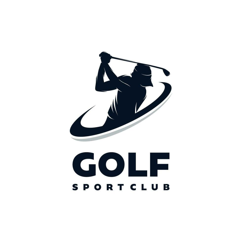 golf logotyp gunga och träffa de boll vektor