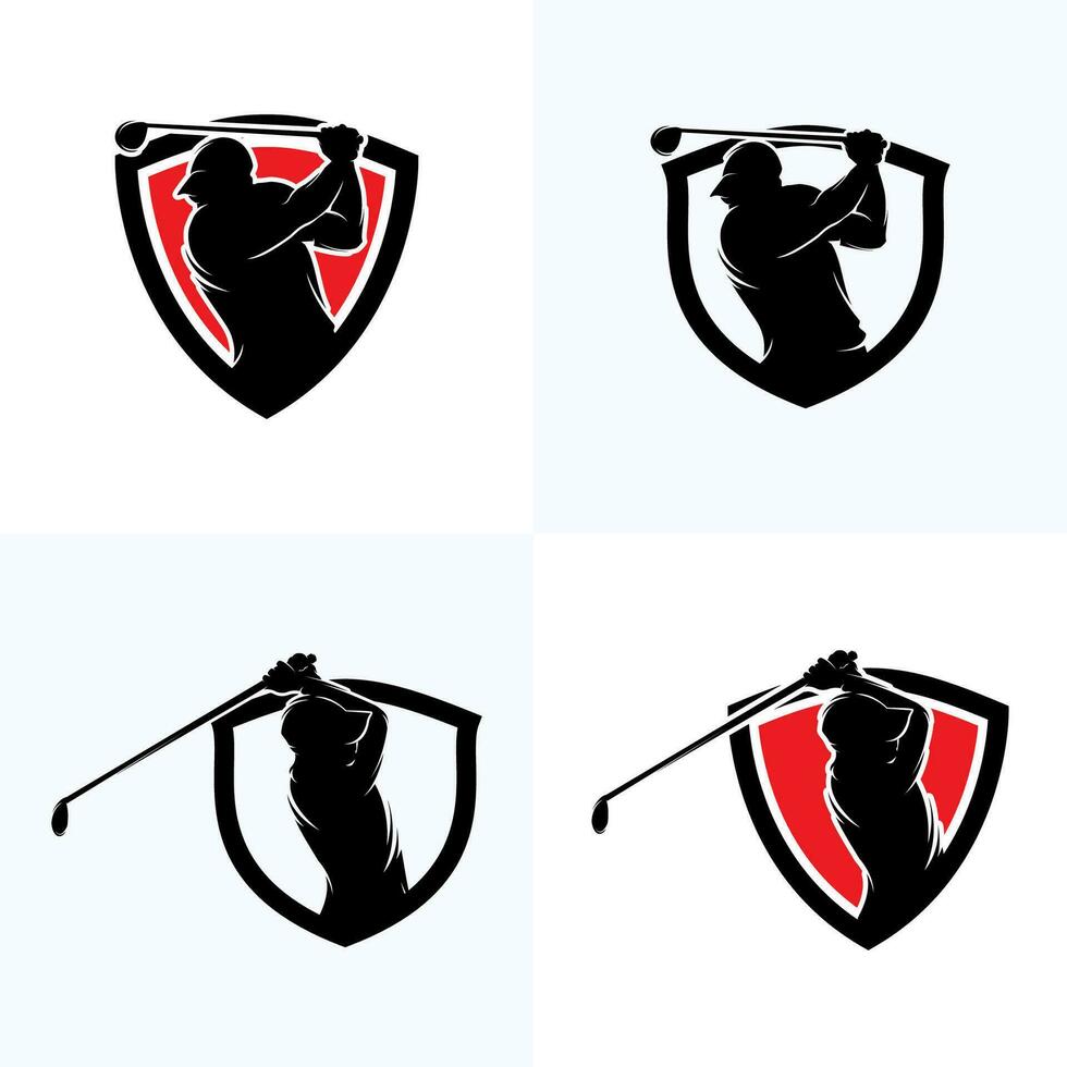 einstellen von Golf Logo schwingen schießen Vektor Illustration