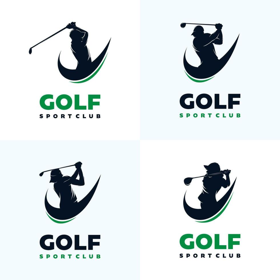 einstellen von Golf Logo schwingen schießen Vektor Illustration