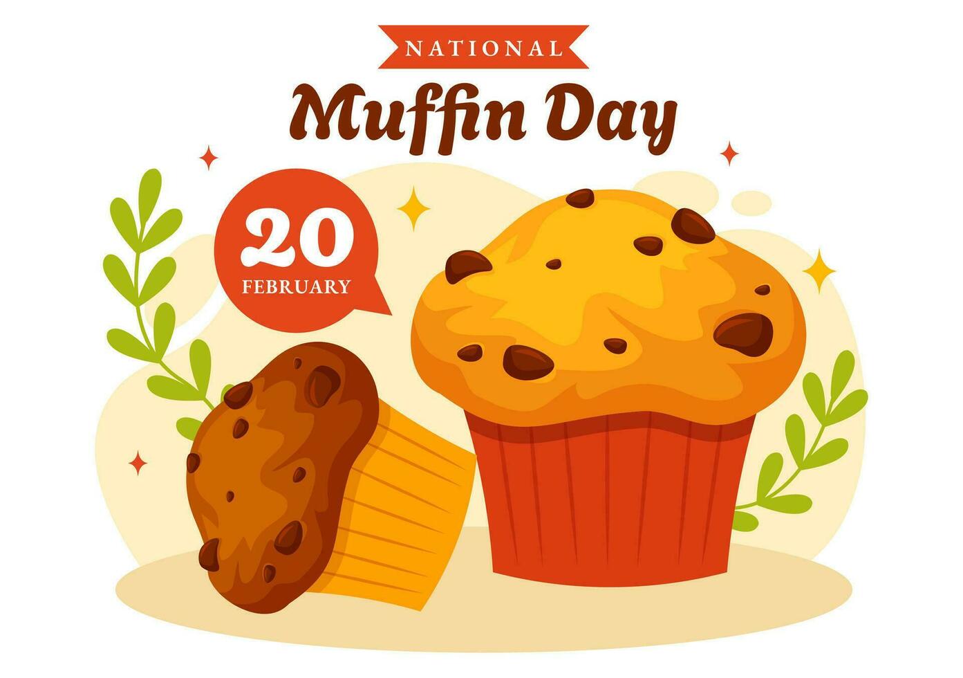 National Muffin Tag Vektor Illustration auf Februar 20 .. mit Schokolade Chip Essen klassisch Muffins köstlich im eben Karikatur Illustration