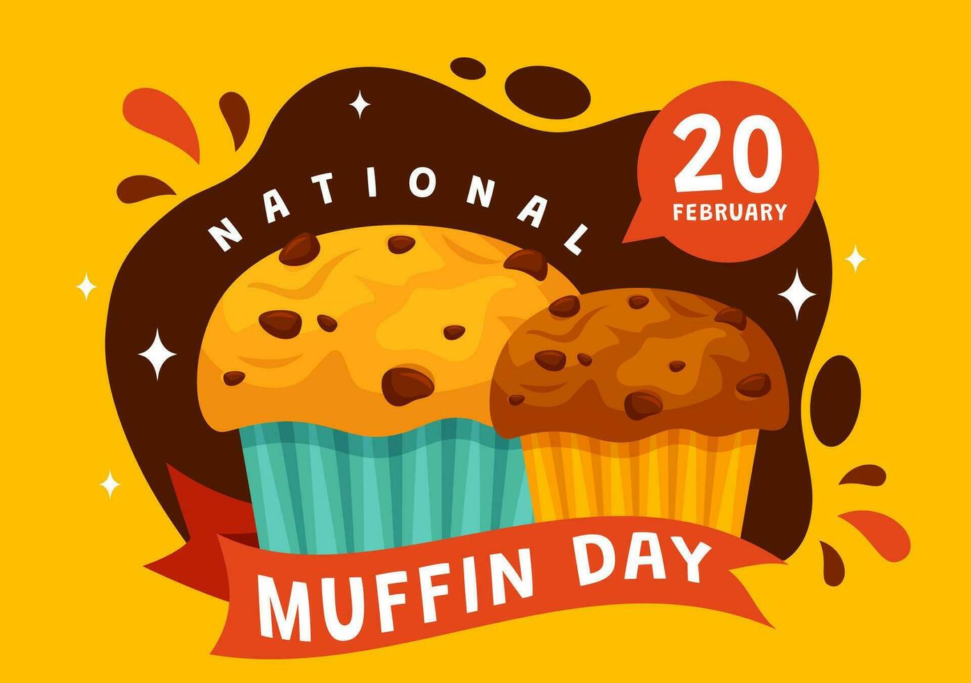 nationell muffin dag vektor illustration på februari 20:e med choklad chip mat klassisk muffins utsökt i platt tecknad serie illustration