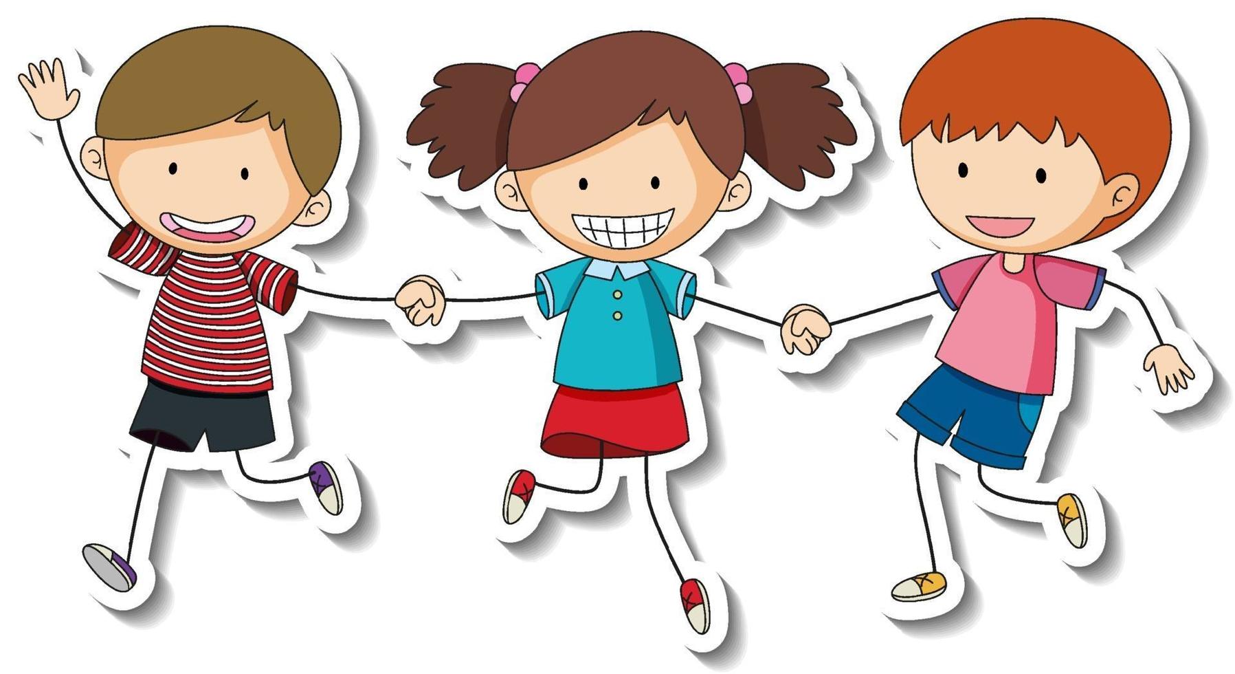 Aufklebervorlage mit einer Gruppe von Kindern Cartoon-Figur isoliert vektor