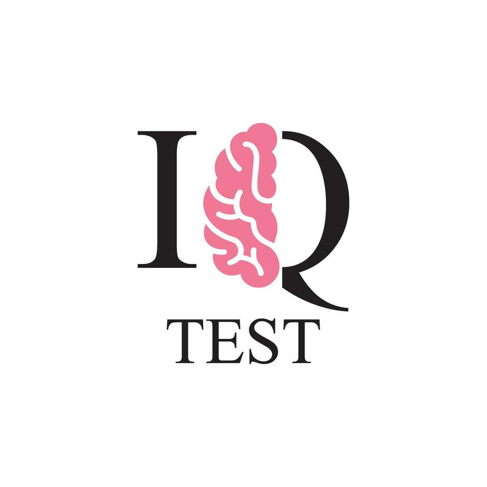 iq Prüfung Vektor Logo. intellektuell Quotient iq Intelligenz. Mensch Gehirn