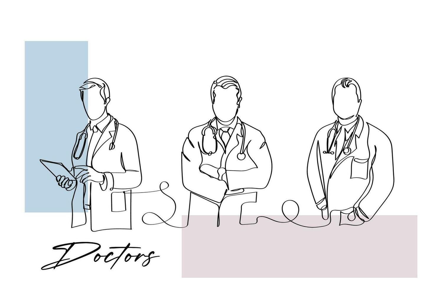 kontinuerlig linje konst av läkare. vektor