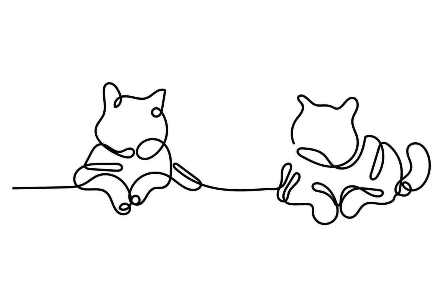 kontinuerlig linje konst av katter. husdjur Lagra affisch element. inspirera mönster för tapet och posters vektor