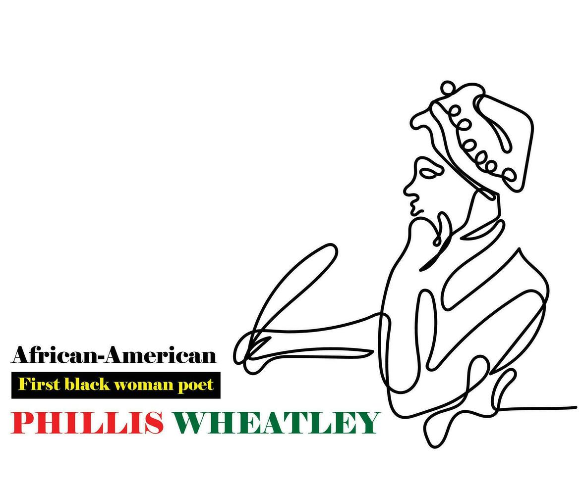 Illustration von ein berühmt schwarz Held und Autor Phillis Wheatley. vektor
