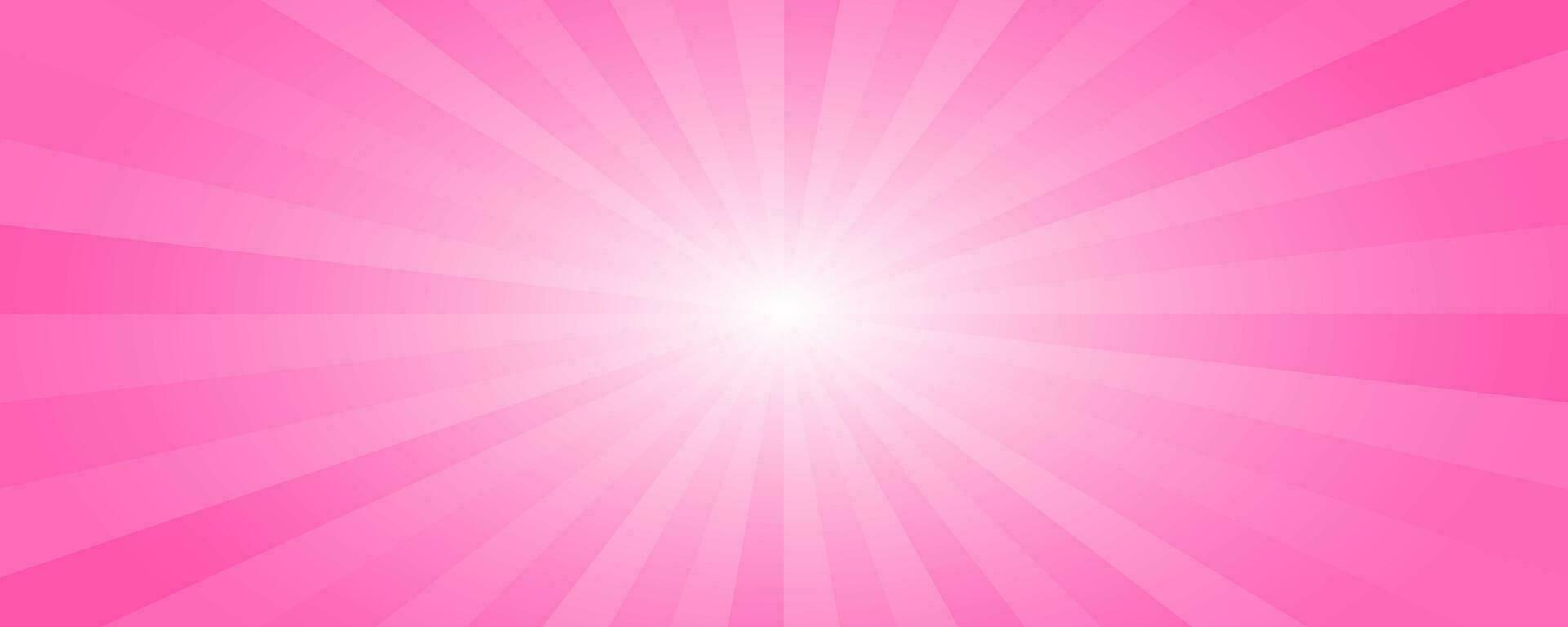 sunburst rosa bakgrund. tecknad serie radiell ljus bakgrund. retro komisk mönster med strålar och Ränder. vektor tapet
