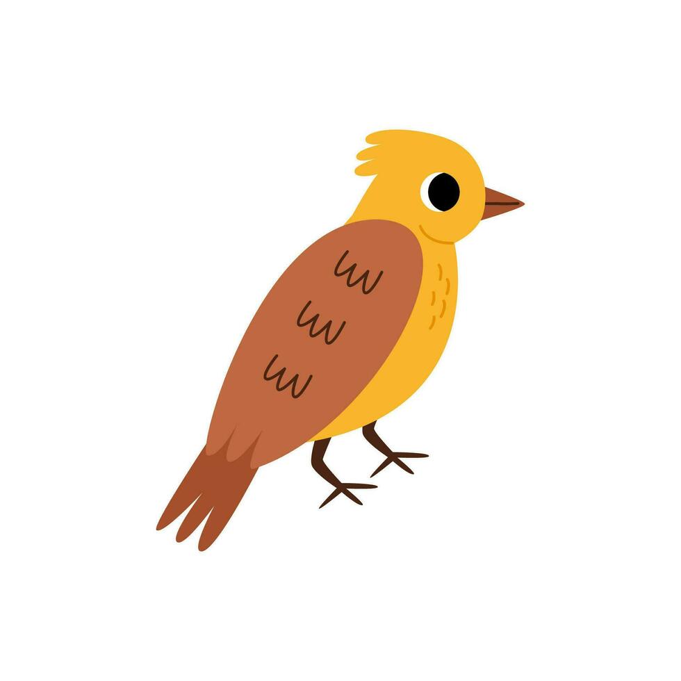 vektor illustration av söt gulsparv fågel isolerat på vit bakgrund.