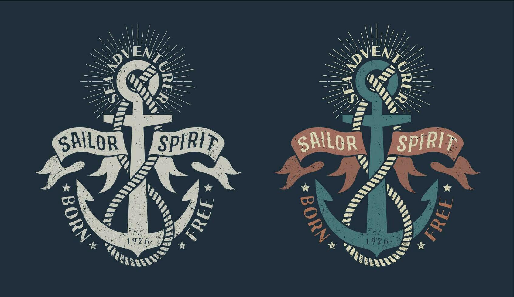 Marine Logo, mit Anker und heraldisch Bänder vektor