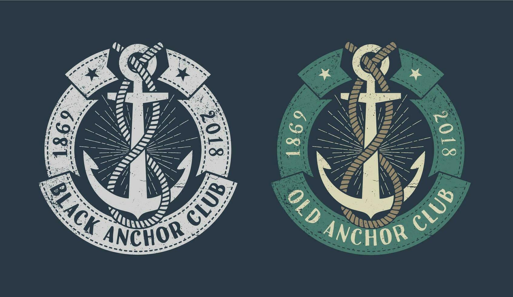 årgång marin logotyp vektor