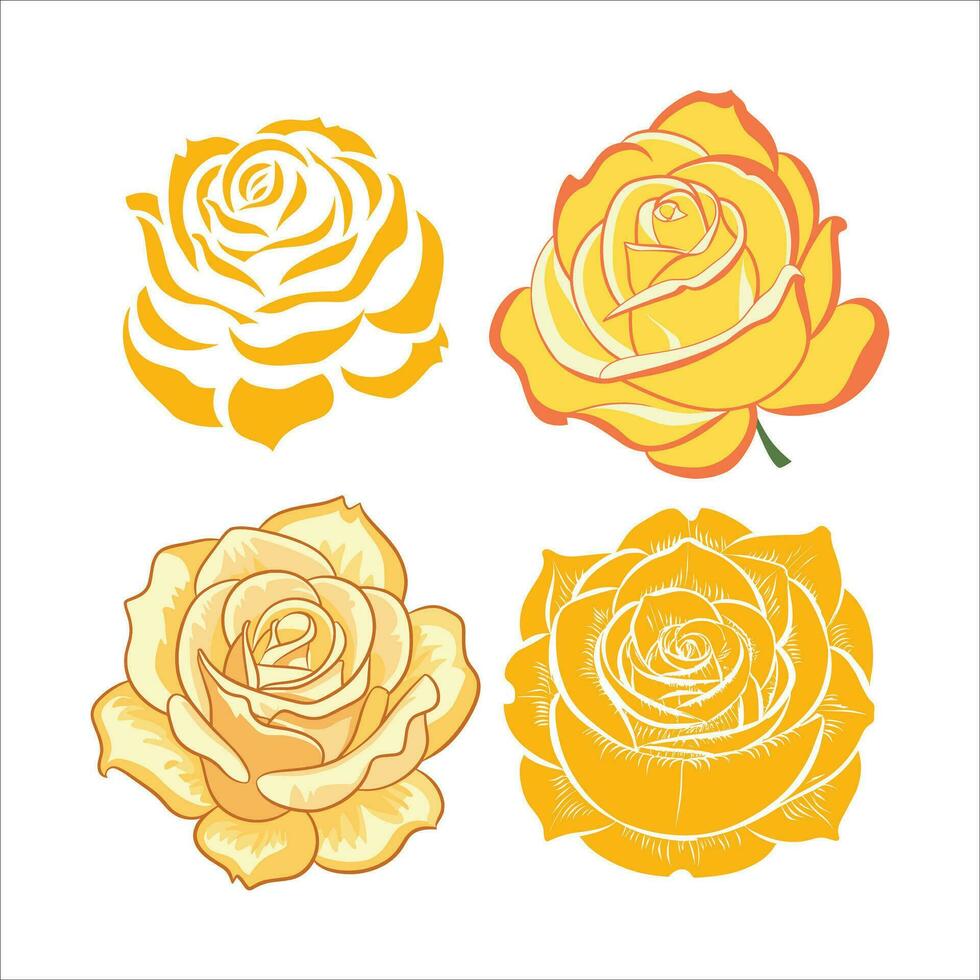 Gelb Rose Symbol einstellen Vektor Illustration