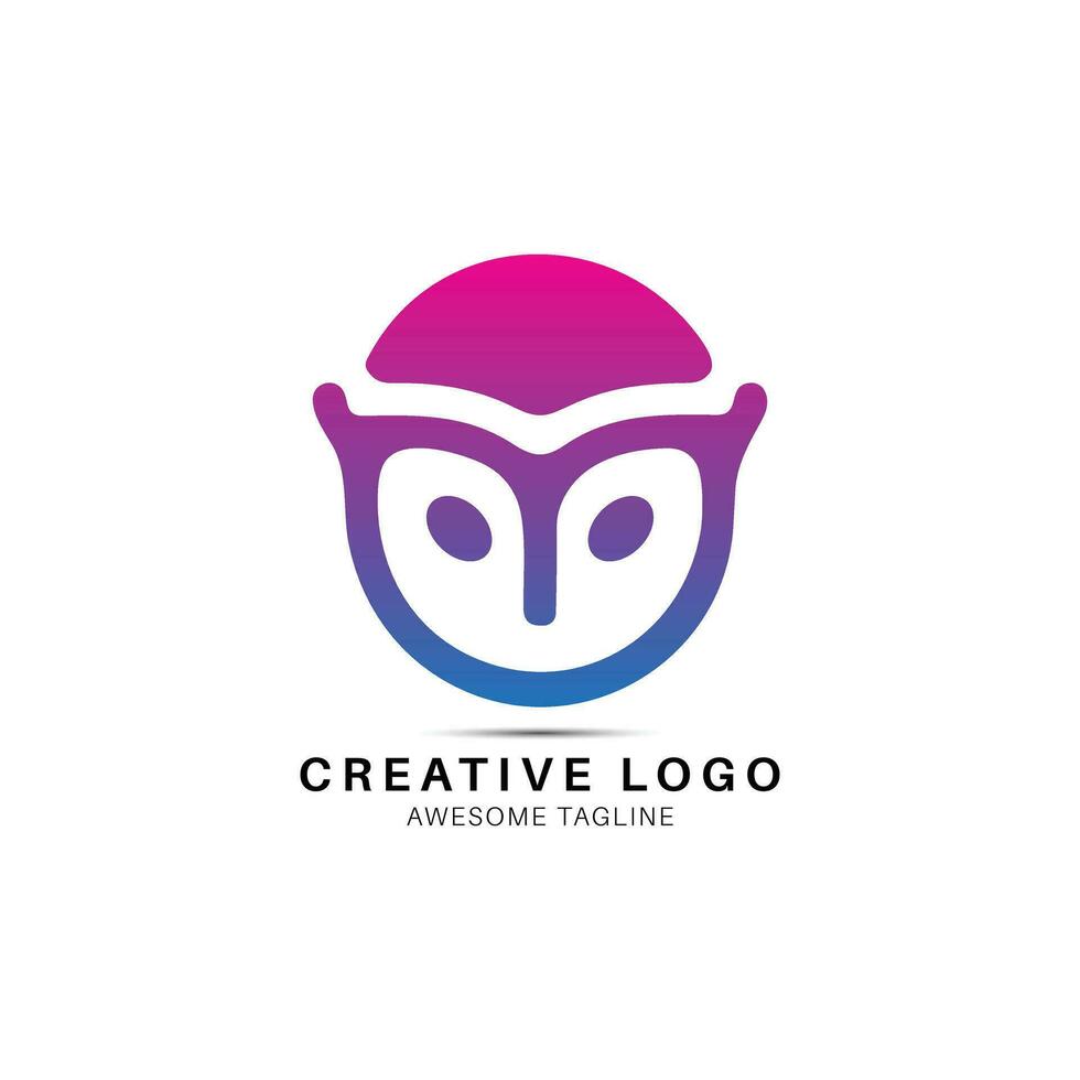 Uggla fågel kreativ huvud logotyp design ikon vektor