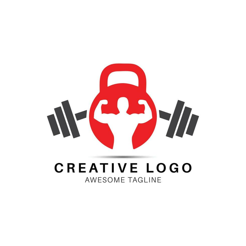 Fitnessstudio Logo Design Symbol mit sperren vektor