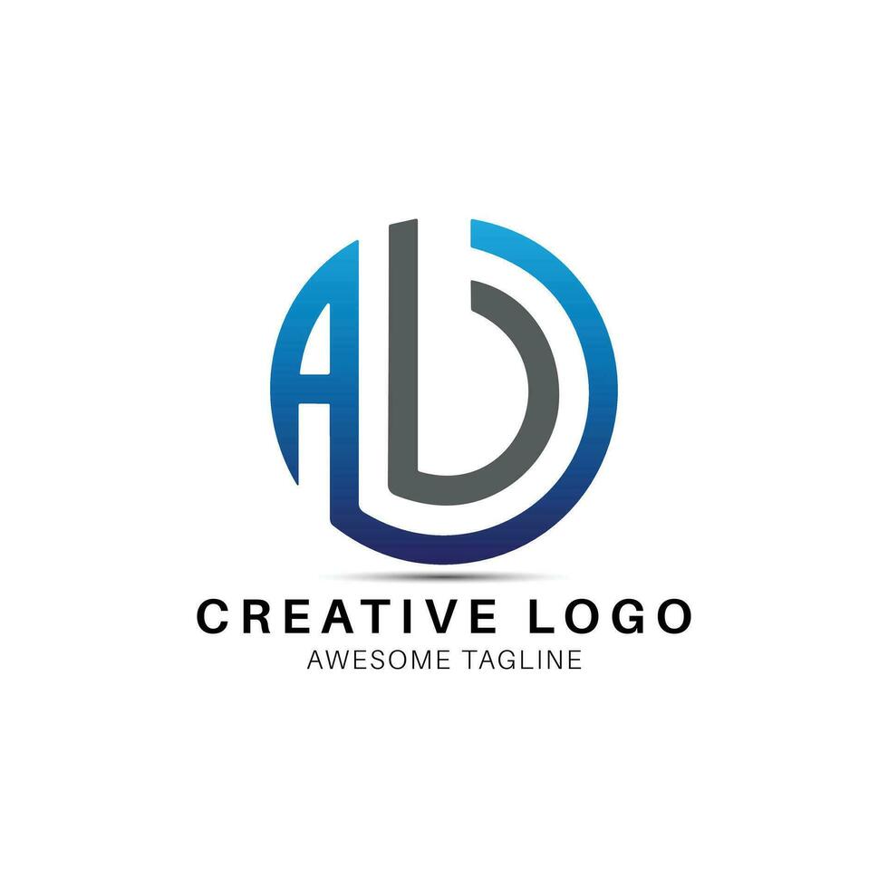 ab brev runda form logotyp design ikon vektor