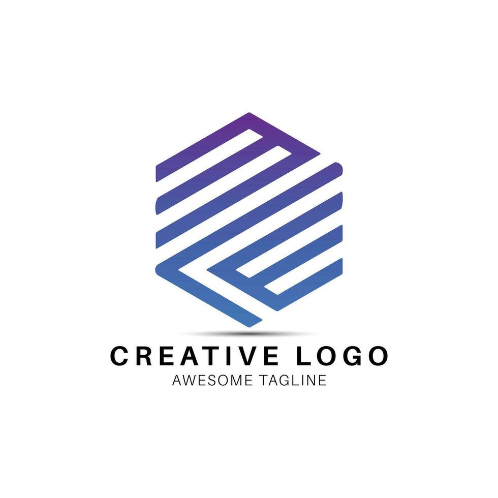 mre brev polygon form logotyp design ikon vektor