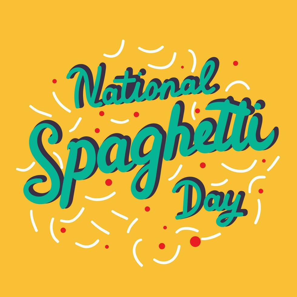 National Spaghetti Tag Beschriftung. Handschrift Urlaub Post. Hand gezeichnet Vektor Kunst.