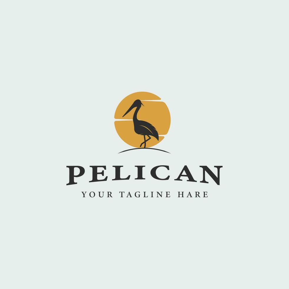 Pelikan Vogel Logo Jahrgang Vektor Illustration Vorlage Symbol Grafik Design