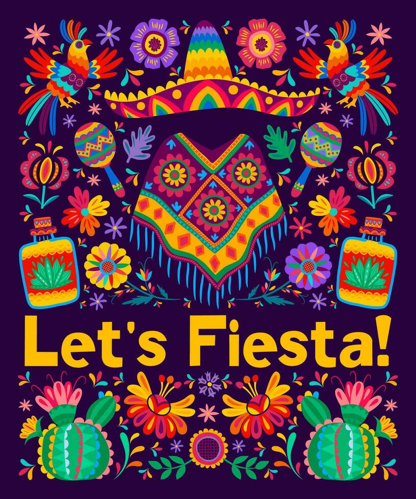 Mexikaner Lassen uns Fiesta Festival Flyer oder Poster vektor