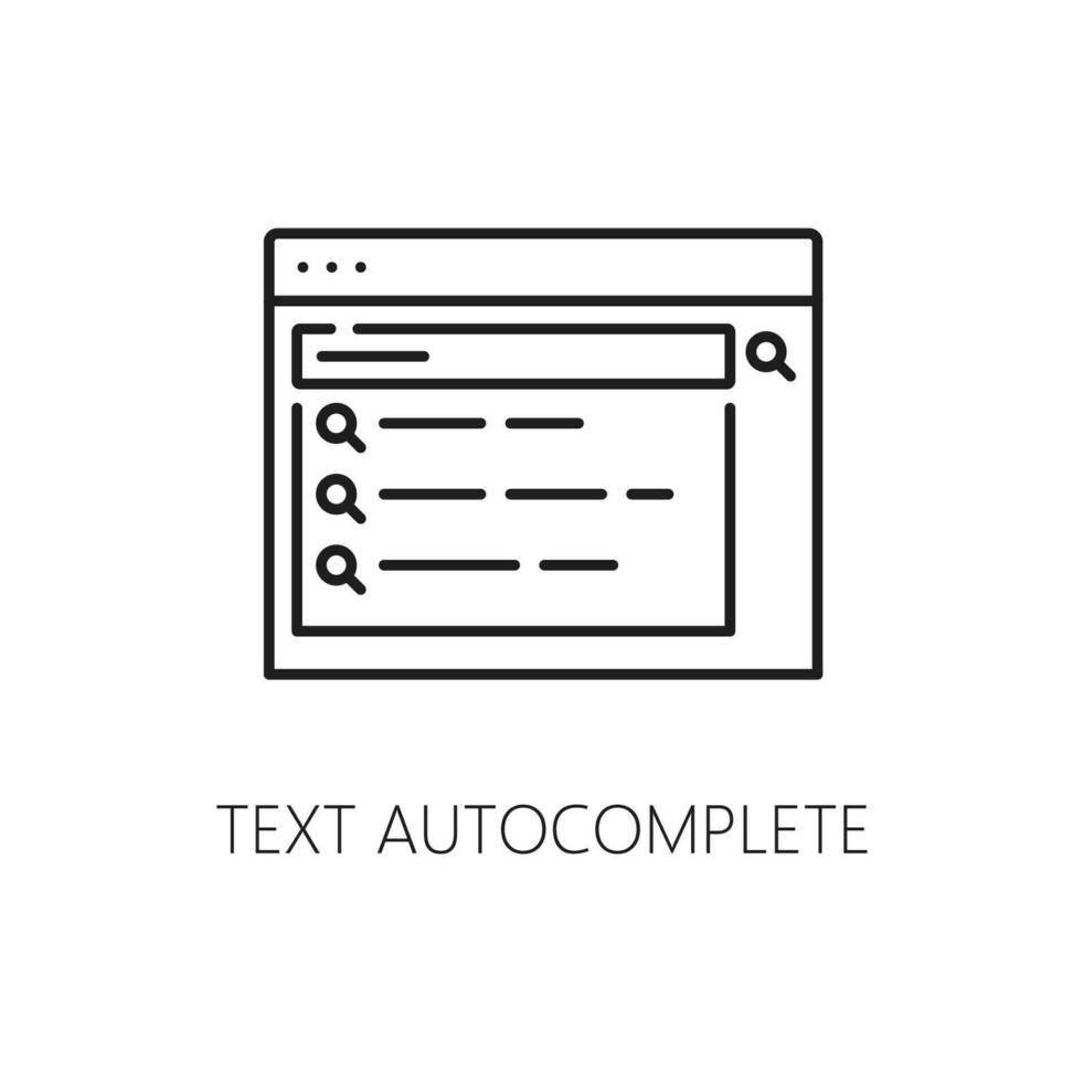 text autoslutförande. orm ikon. Sök motor resultat vektor