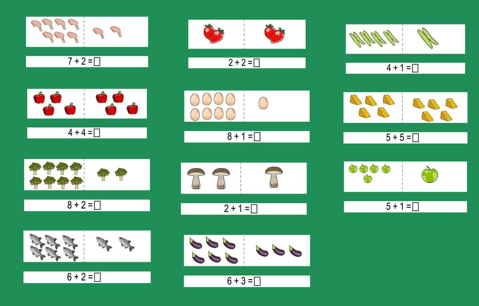 Mathe Aktivität Blatt, Zusatz zu 10, des Weiteren Bildung vektor